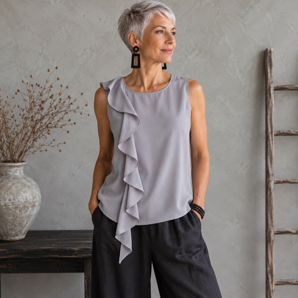 41 Hawthorn Stitch Fix  Lavender Gray NWT Leesh Gray Blouse SM
